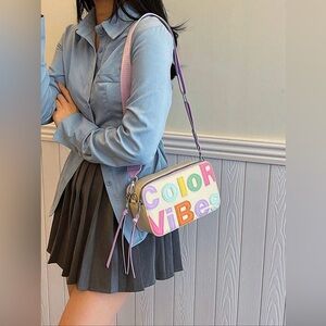 NWT-Fashionable Dopamine-Color Pu Alphabet Camera / Crossbody Bag